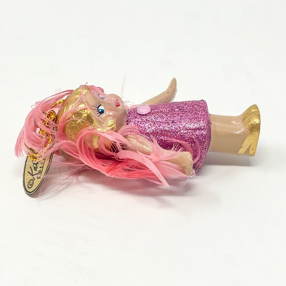 Katherine's Collection 20s Flapper Kewpie Doll Christmas Ornament Pink Feathers - Picture 5 of 10